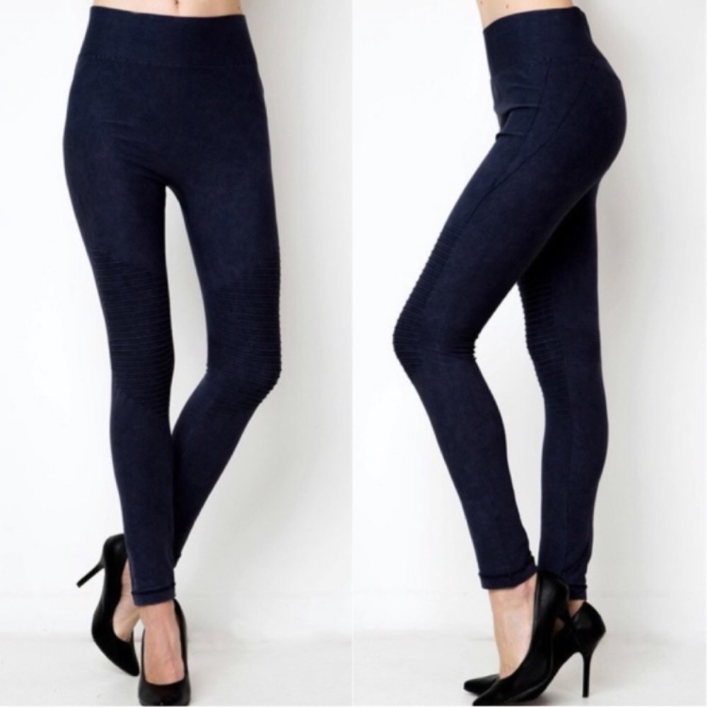 Navy Washed Leggings - Picture 2 of 3